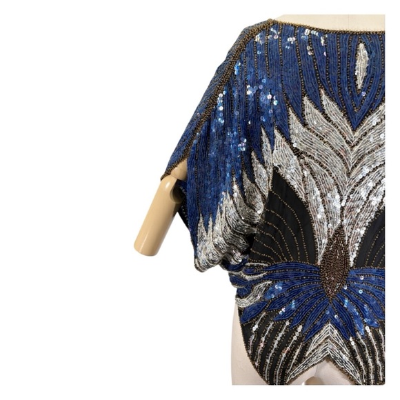 Vintage Scala Silk Sequin Butterfly Blouse Size Medium - Picture 7 of 10